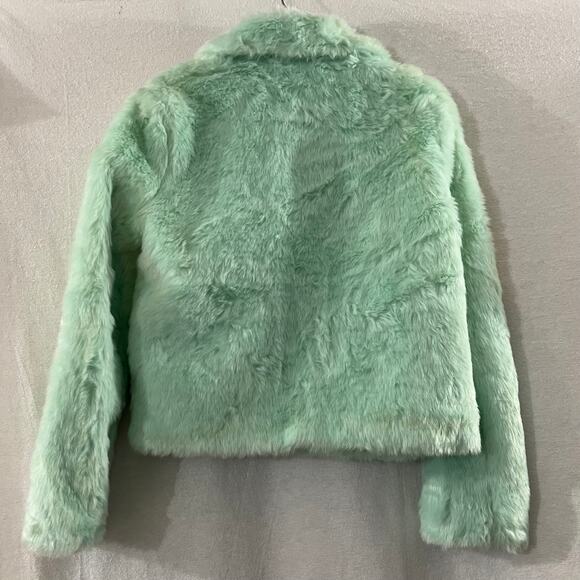 Forever 21 Mint Green Faux Fur Long Sleeve Coat Full Zip Women's Size M - Picture 2 of 4
